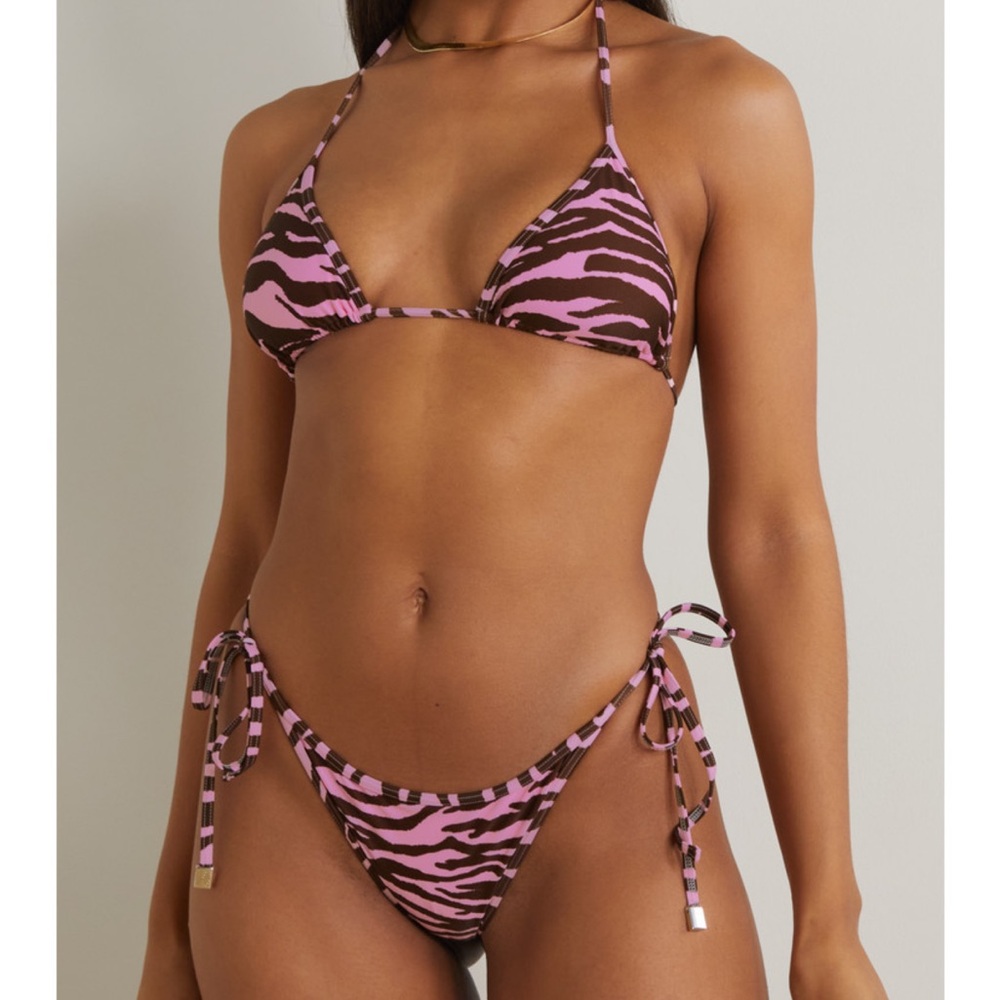 The Attico Pink and Brown Animal Print Bikini